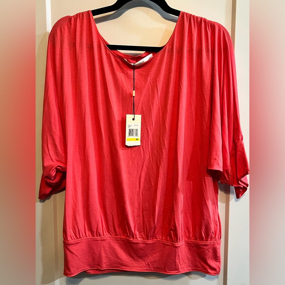 Studio M Vibrant Coral/Red Blouse
